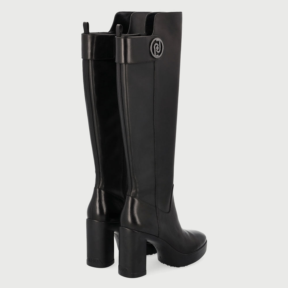 Scarpe Donna LIU JO Stivali Alti con Plateau in Pelle Nero