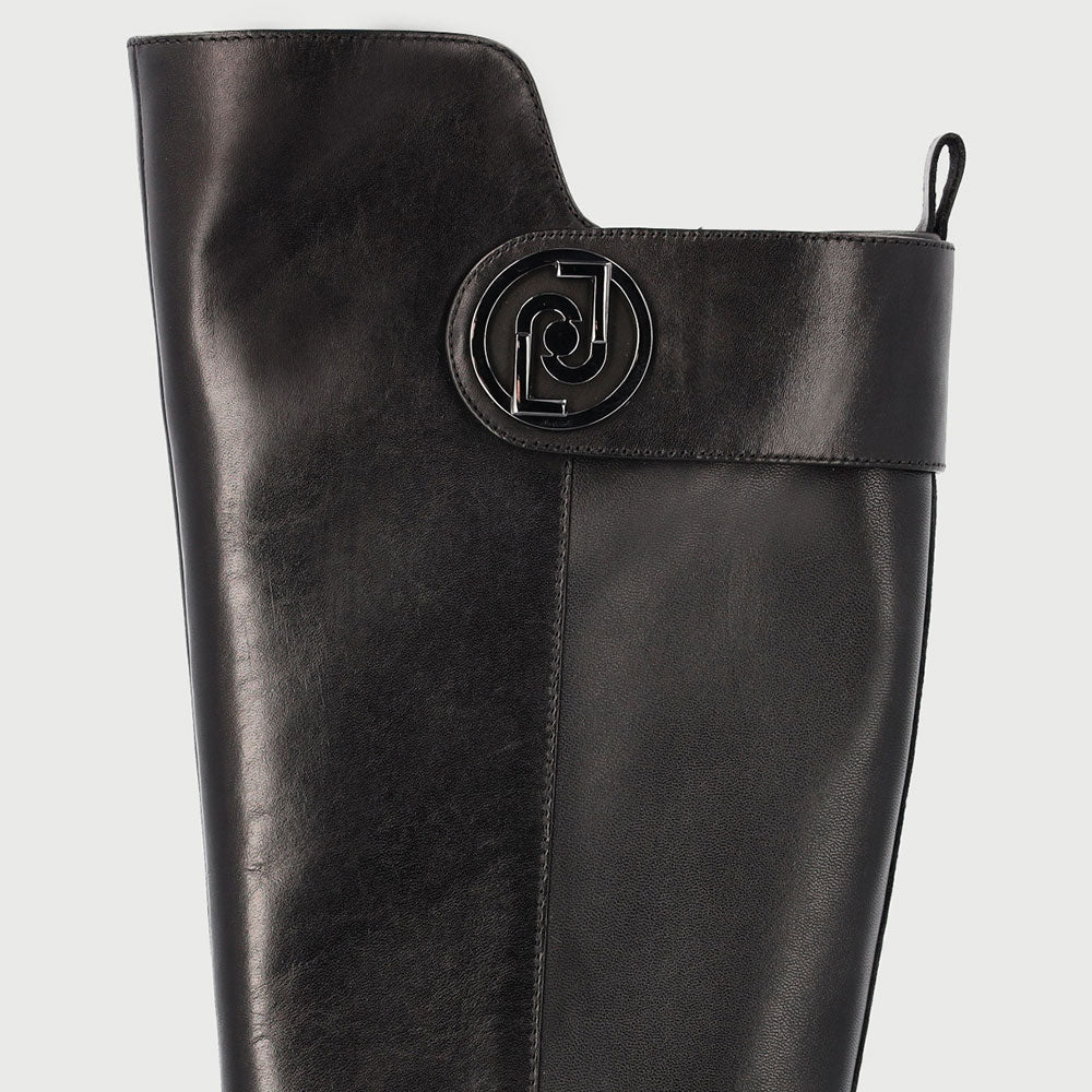 Scarpe Donna LIU JO Stivali Alti con Plateau in Pelle Nero