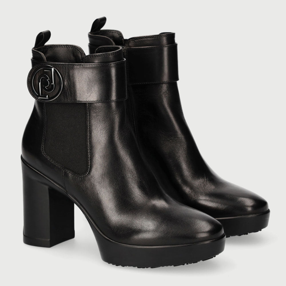 Scarpe Donna LIU JO Stivaletti con Plateau in Pelle Nero