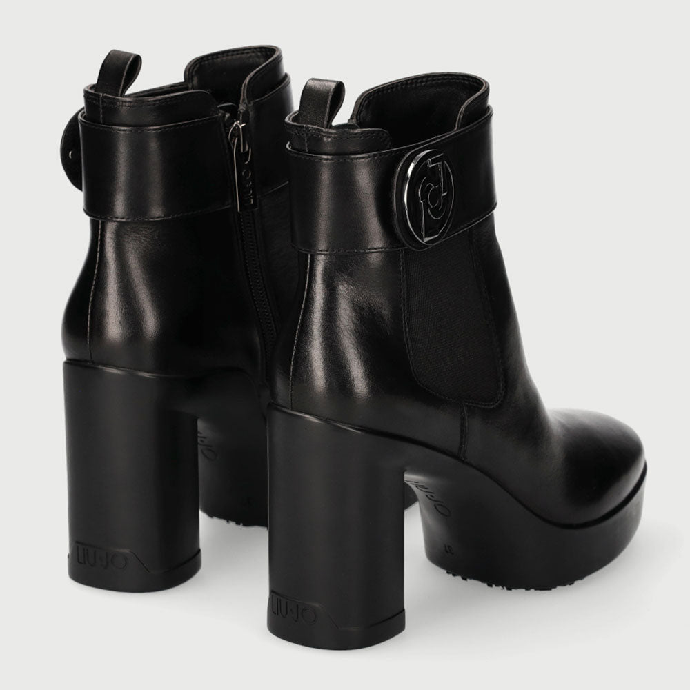 Scarpe Donna LIU JO Stivaletti con Plateau in Pelle Nero