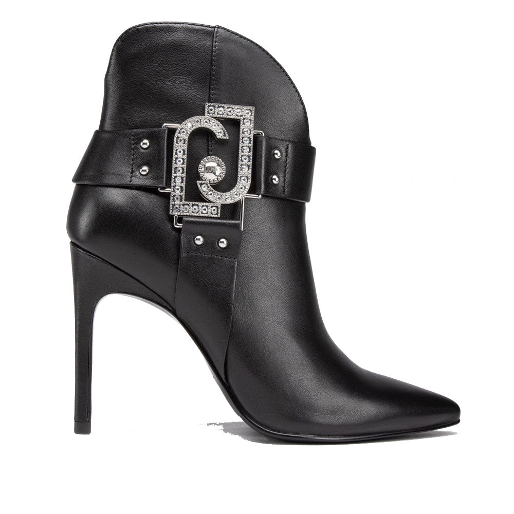 Scarpe Donna LIU JO Stivaletti con Tacco Alto in Pelle Nera a