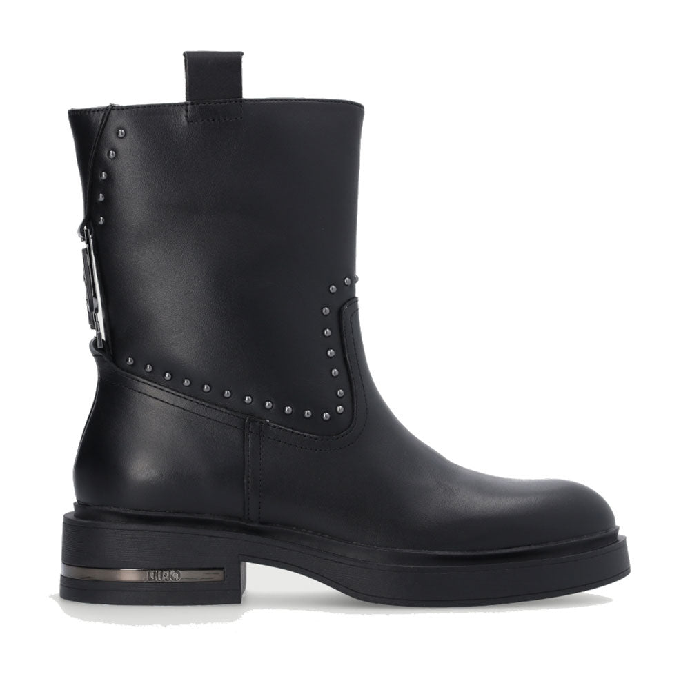 Scarpe Donna LIU JO Stivaletti Biker Gabrielle 04 in Pelle Nera