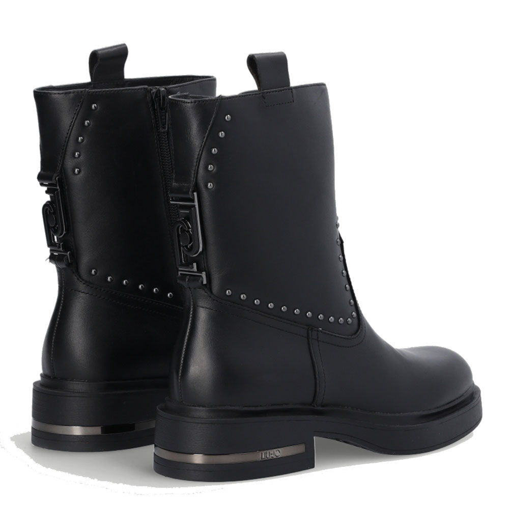 Scarpe Donna LIU JO Stivaletti Biker Gabrielle 04 in Pelle Nera