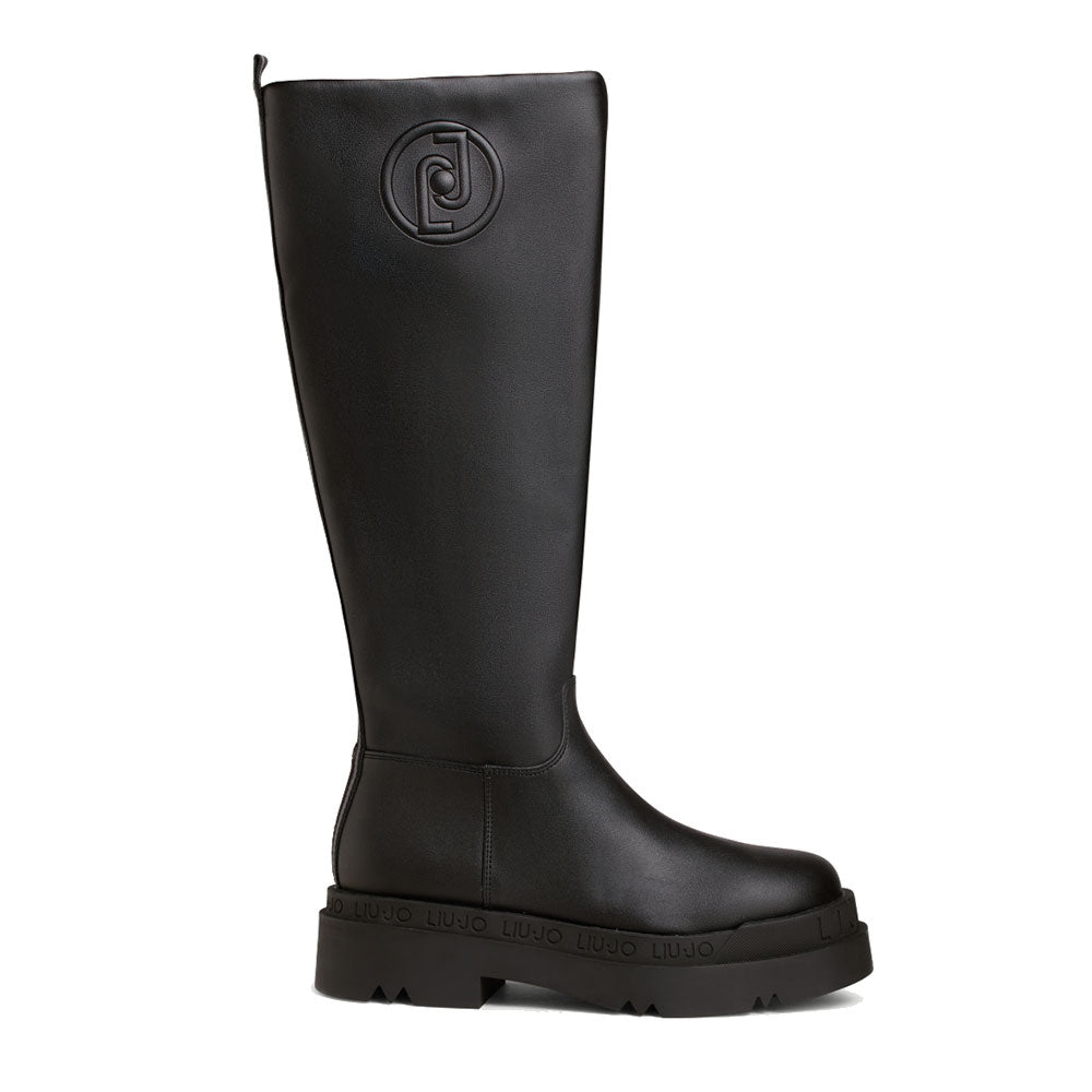 Scarpe Donna LIU JO Stivale Alto Platform Love 26 Nero con Maxi Logo