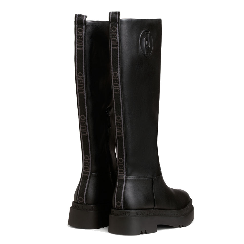 Scarpe Donna LIU JO Stivale Alto Platform Love 26 Nero con Maxi Logo