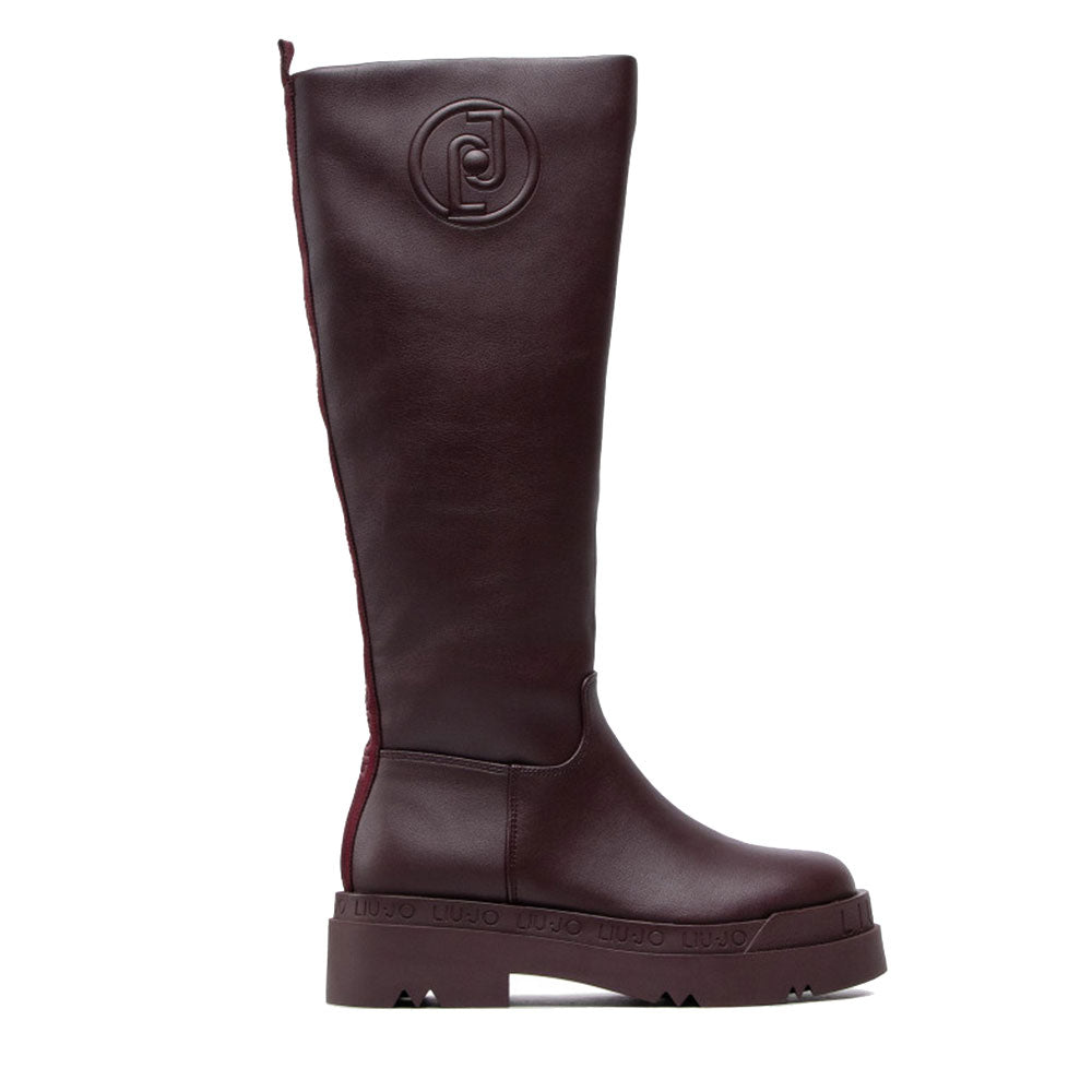 Scarpe Donna LIU JO Stivale Alto Platform Love 26 Bordeaux con Maxi Logo