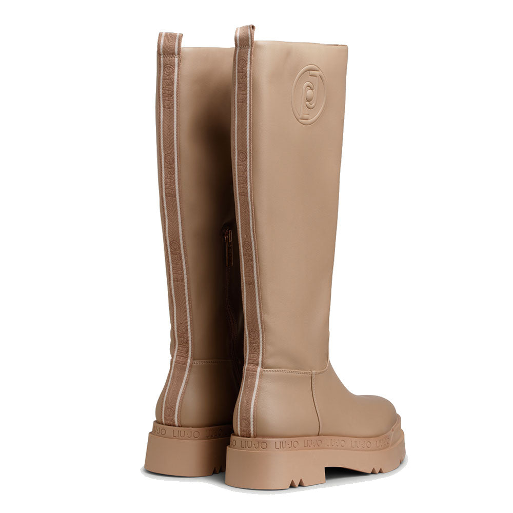 Scarpe Donna LIU JO Stivale Alto Platform Love 26 Taupe con Maxi Logo
