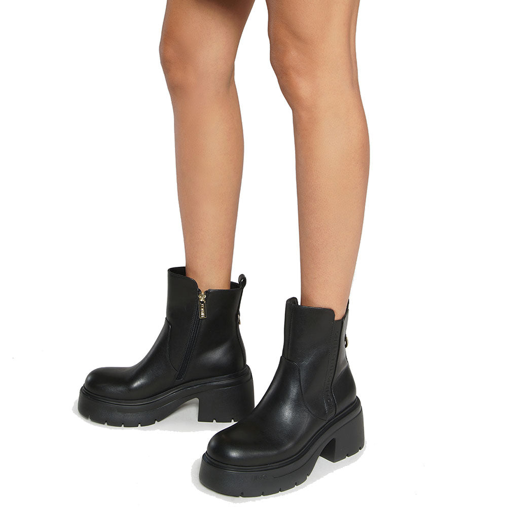 Damenschuhe LIU JO Carrie 06 Stiefeletten mit Absatz aus schwarzem Leder