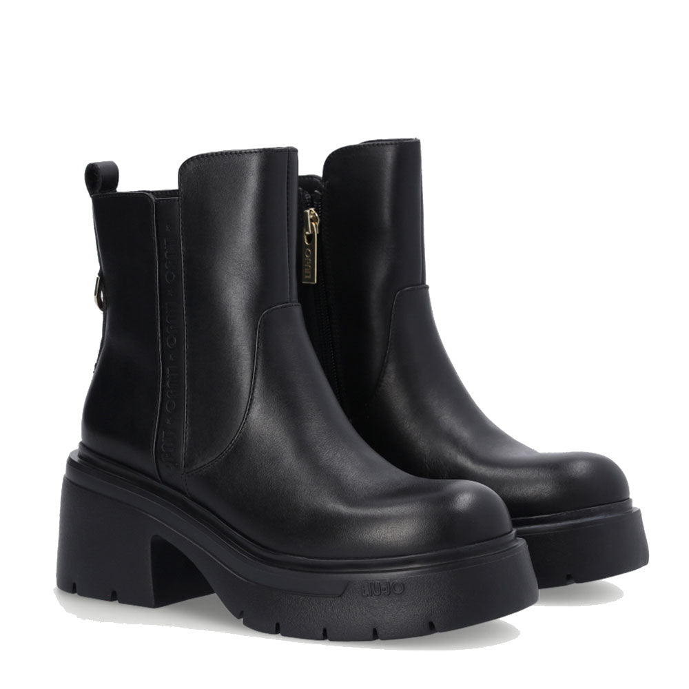 Damenschuhe LIU JO Carrie 06 Stiefeletten mit Absatz aus schwarzem Leder