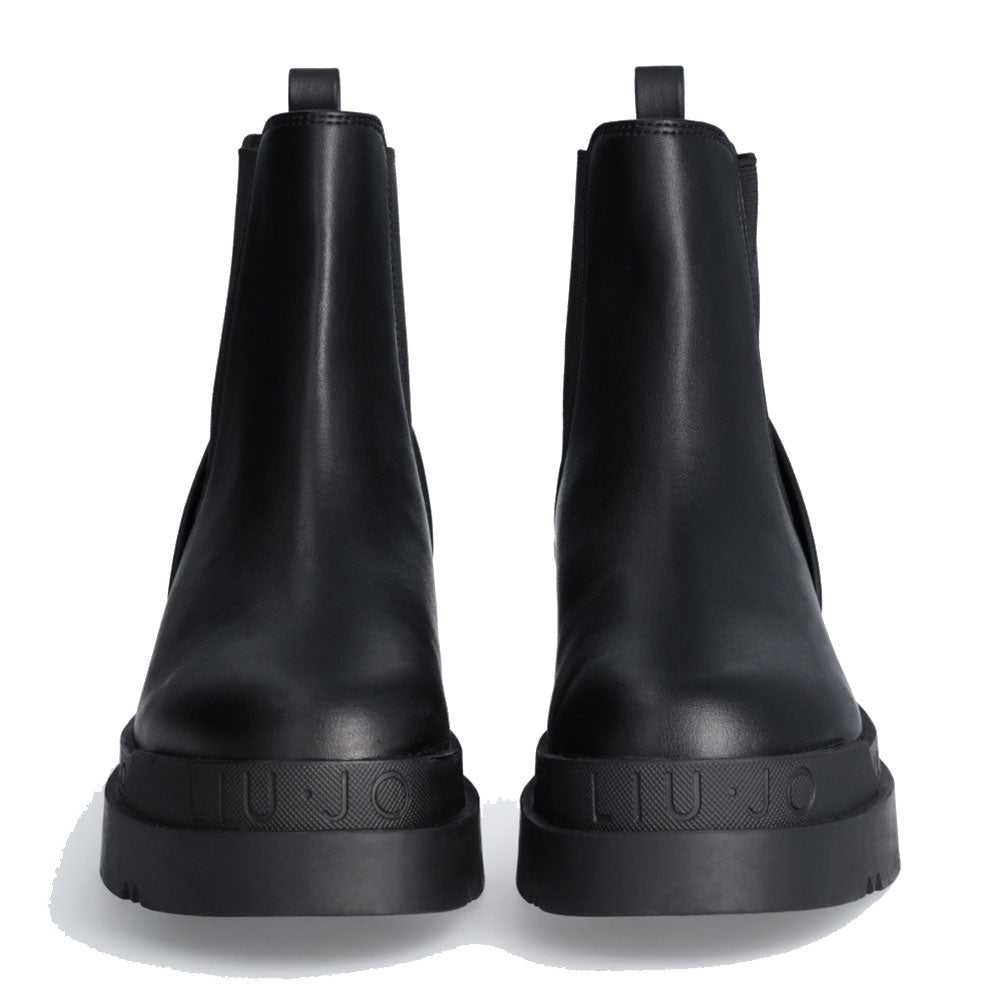 Scarpe Donna LIU JO Love 45 Stivaletti Beatles Neri con Maxi Logo