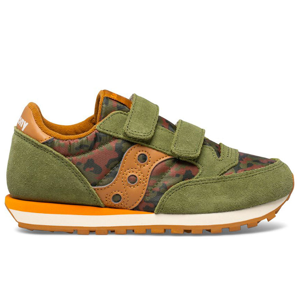 Scarpe Bambino Saucony Sneakers Jazz Double Hook and Look Kids Olive Orange a sconto Cuoieriashop