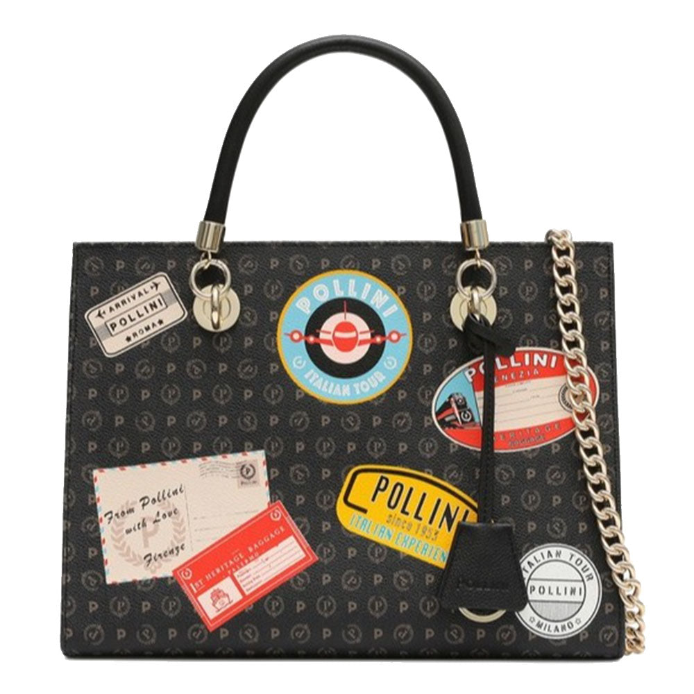 Borsa Donna a Mano con Tracolla POLLINI Linea Heritage Patch Nero
