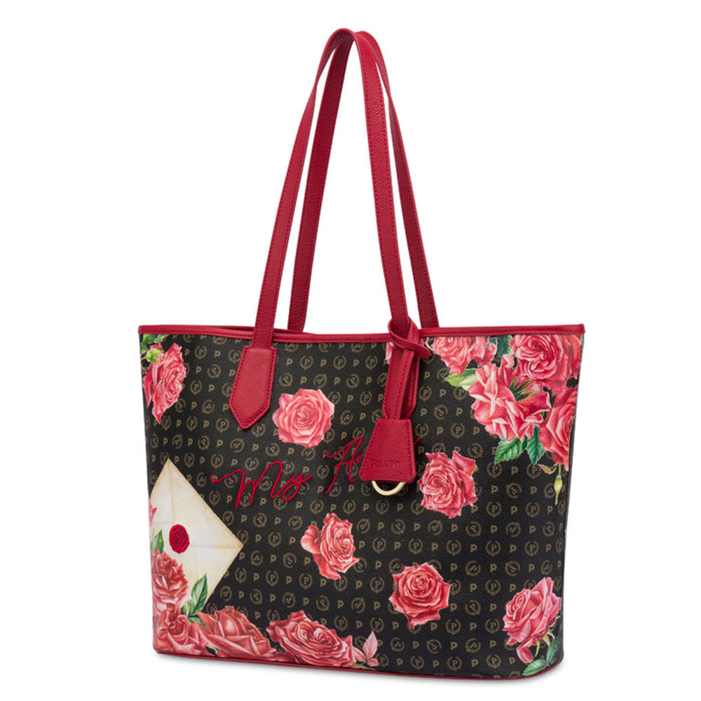 Borsa Donna Shopping a Spalla POLLINI Linea Heritage My Amore Nero Rosso TE8427