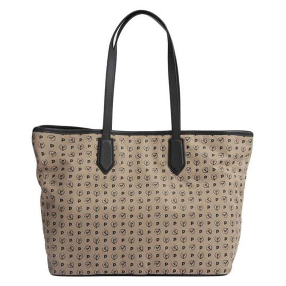 Borsa Donna Shopping a Spalla POLLINI Linea Heritage Logo Soft in Tessuto Beige