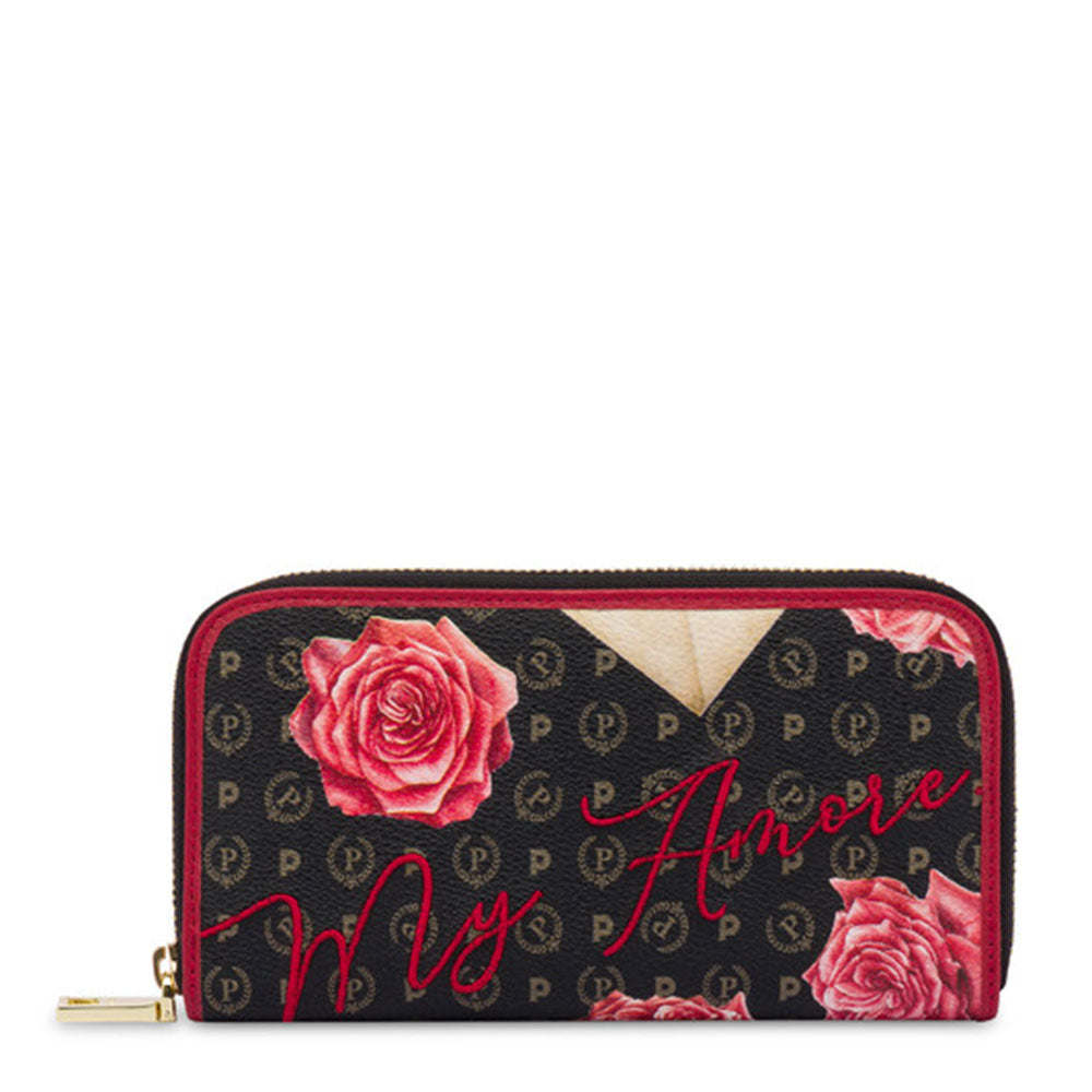 Portafoglio Donna Zip Around POLLINI linea Heritage My Amore Nero