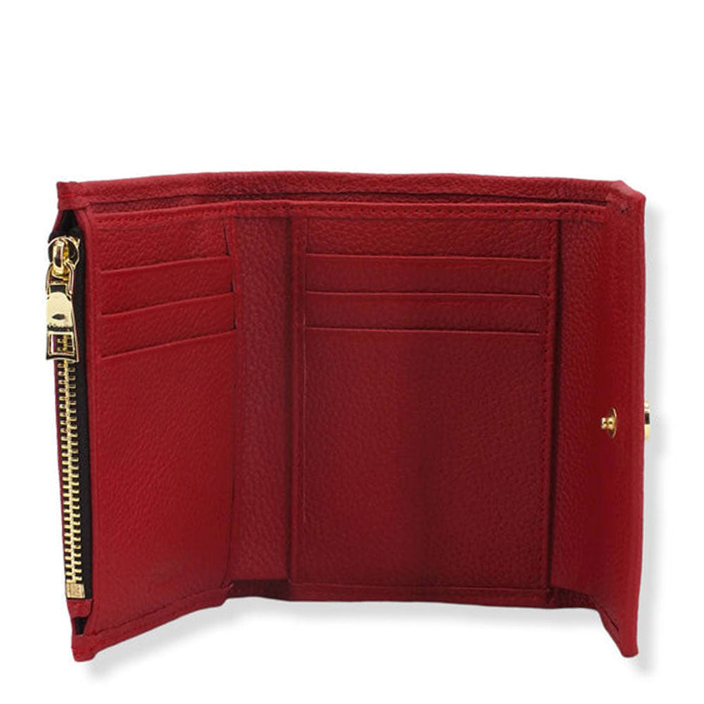 Portafoglio Donna Piccolo con Bottone POLLINI linea Heritage Logo Classic Nero e Lacca