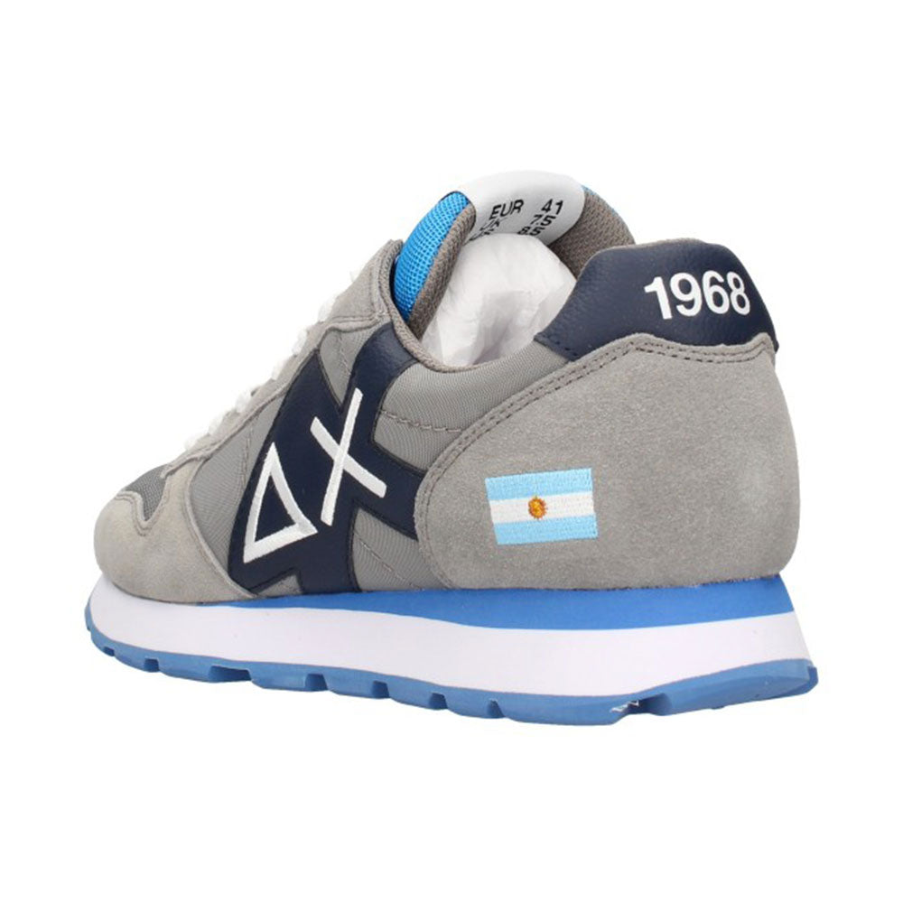 Scarpe Uomo SUN 68 Sneakers Tom Logo Patch Flag Grigio Medio