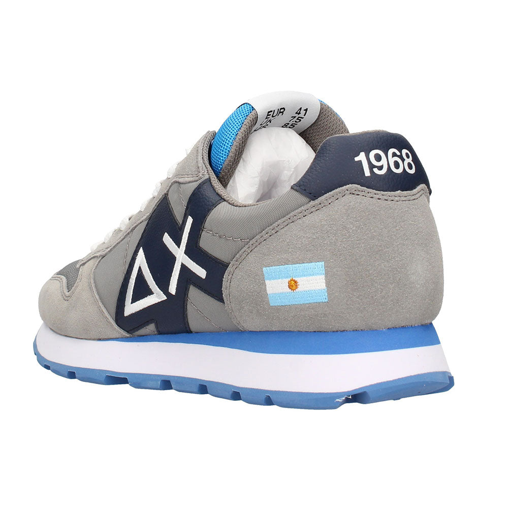 Scarpe Uomo SUN 68 Sneakers Tom Logo Patch Flag Grigio Medio