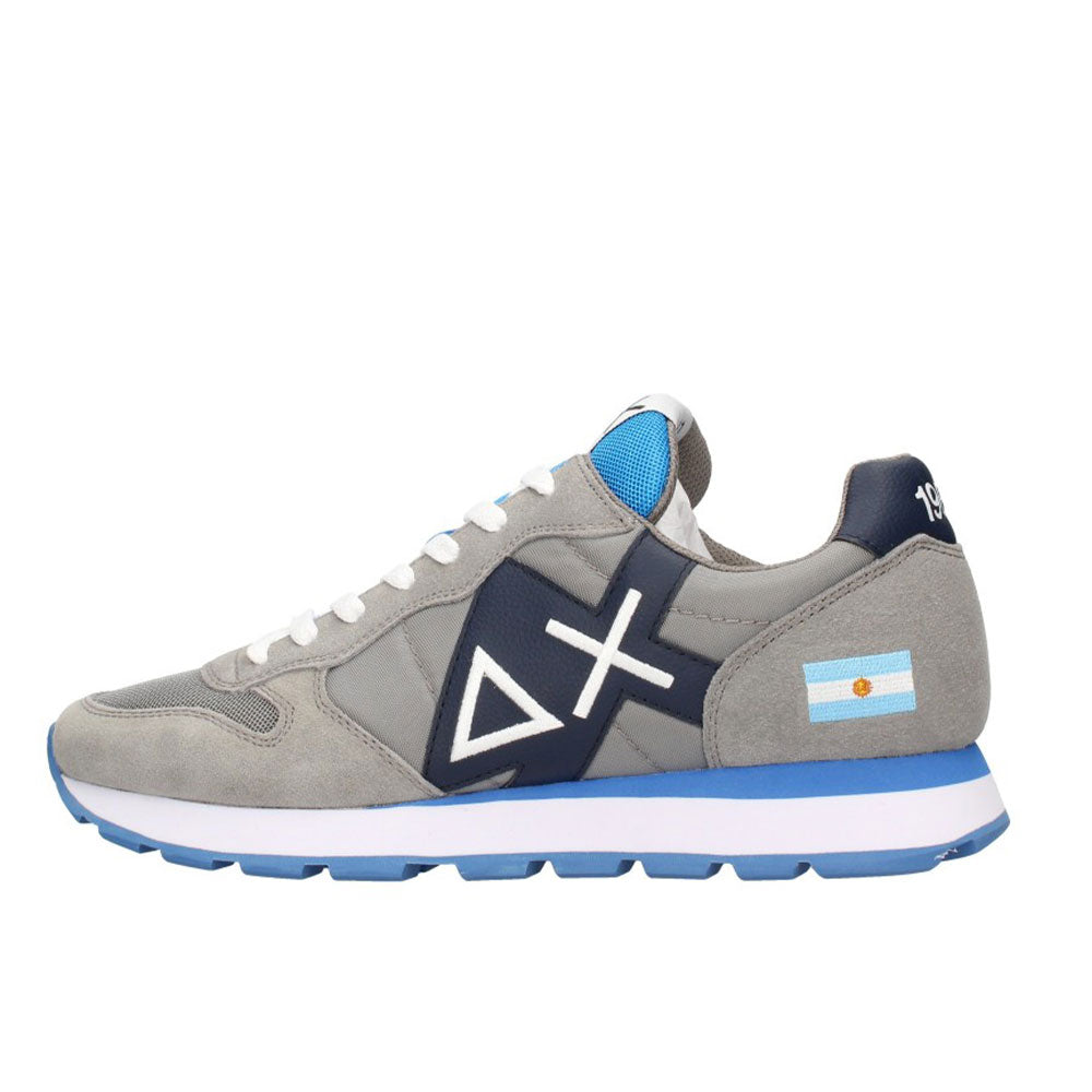 Scarpe Uomo SUN 68 Sneakers Tom Logo Patch Flag Grigio Medio