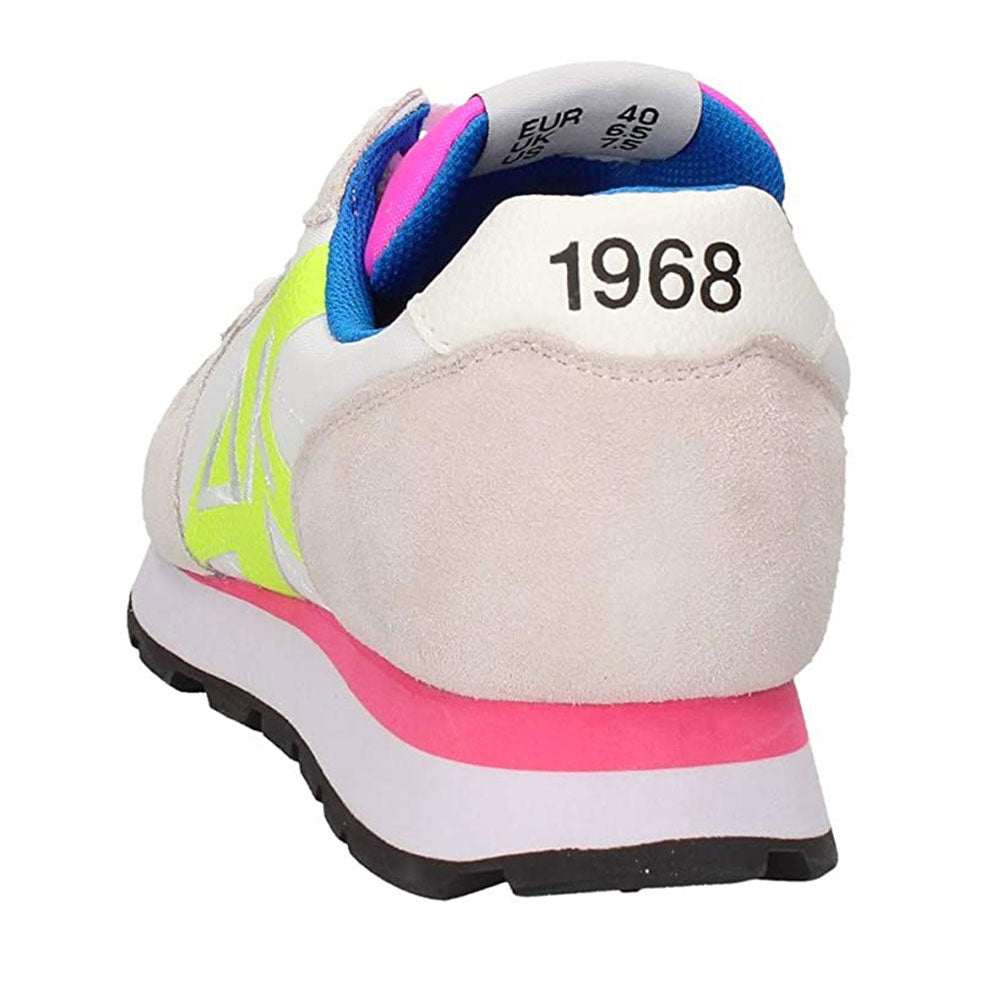 Scarpe Uomo SUN 68 Sneakers Tom Logo Patch Fluo Bianco