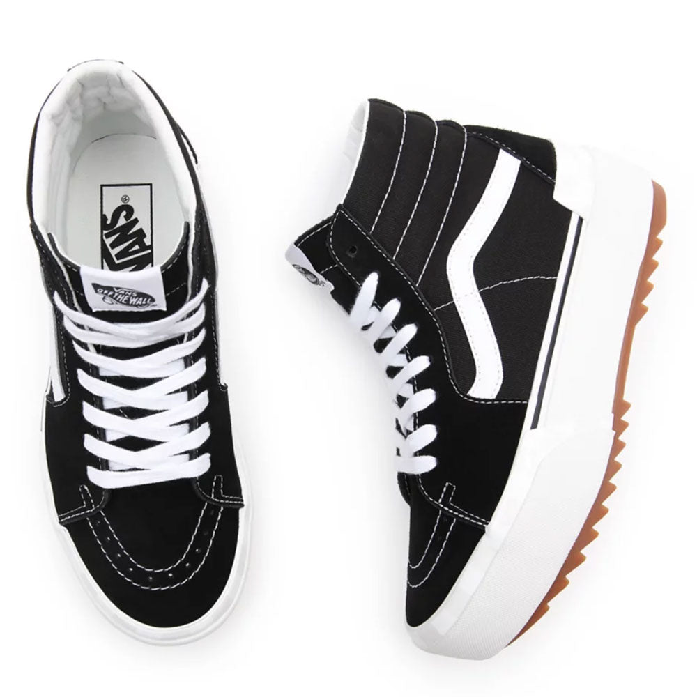 Scarpe Donna VANS Sneakers Alte Sk8-Hi Stacked in Tela e Pelle Scamosciata colore Nero e Bianco