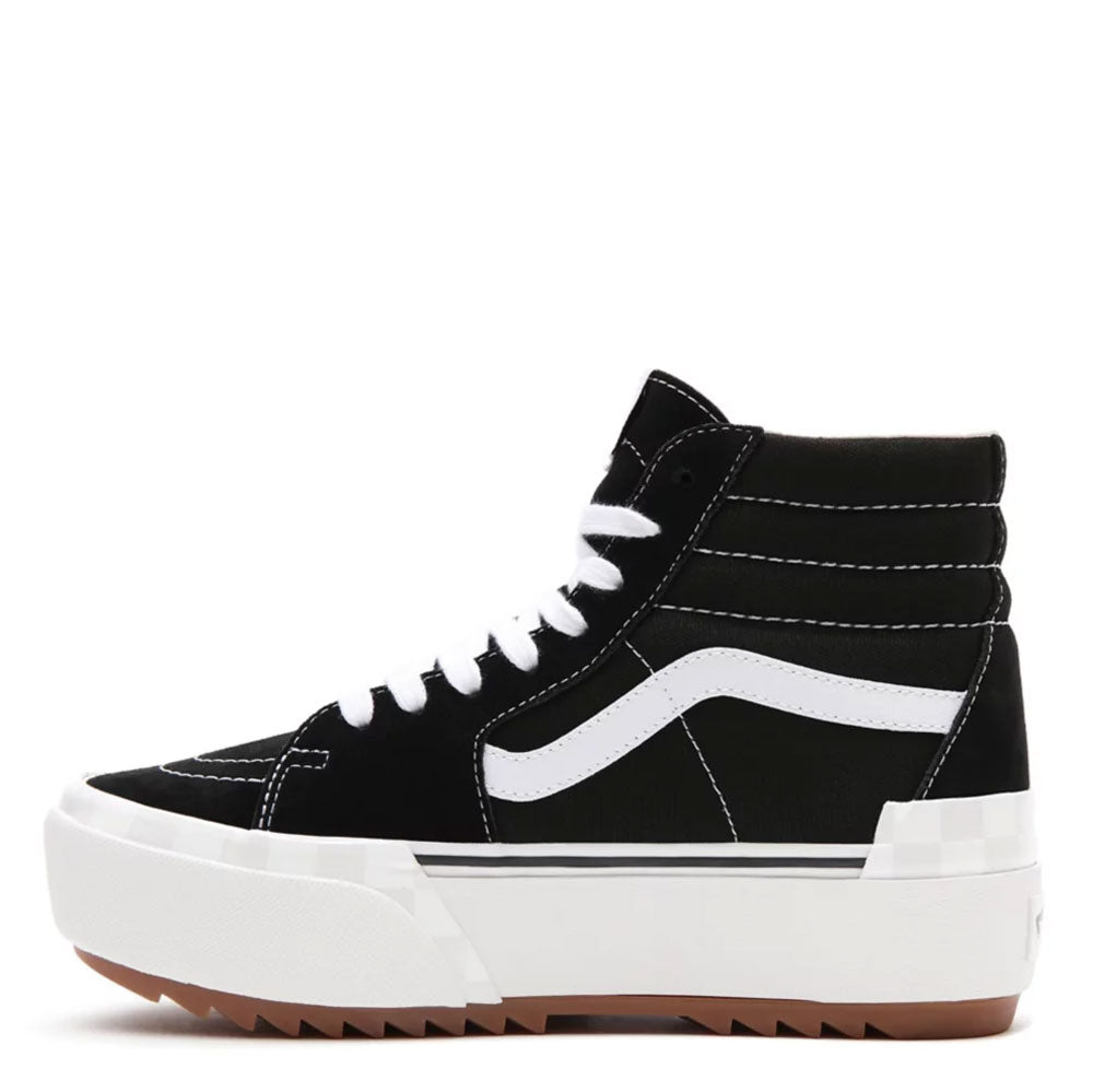 Scarpe Donna VANS Sneakers Alte Sk8-Hi Stacked in Tela e Pelle Scamosciata colore Nero e Bianco