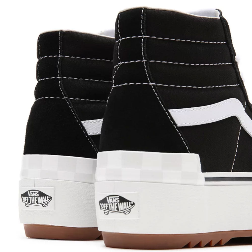 Scarpe Donna VANS Sneakers Alte Sk8-Hi Stacked in Tela e Pelle Scamosciata colore Nero e Bianco