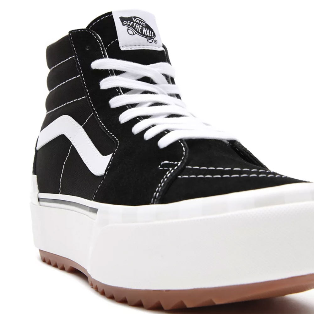 Scarpe Donna VANS Sneakers Alte Sk8-Hi Stacked in Tela e Pelle Scamosciata colore Nero e Bianco