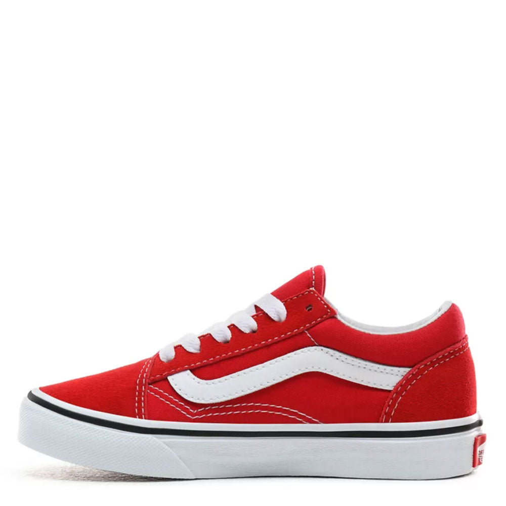 Scarpe Bambino Unisex VANS Sneakers Old Skool colore Racing Red e True White