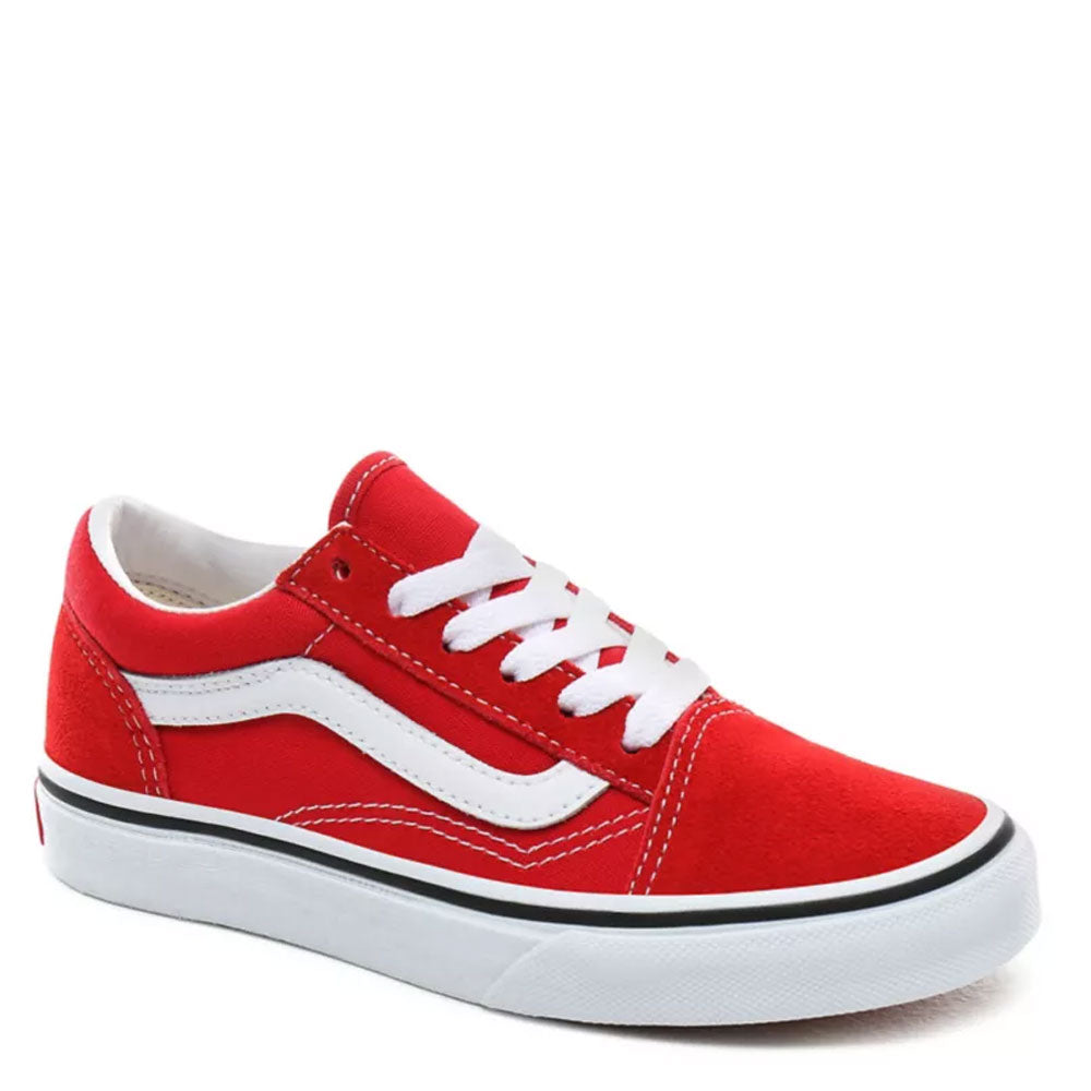 Scarpe Bambino Unisex VANS Sneakers Old Skool colore Racing Red e True White
