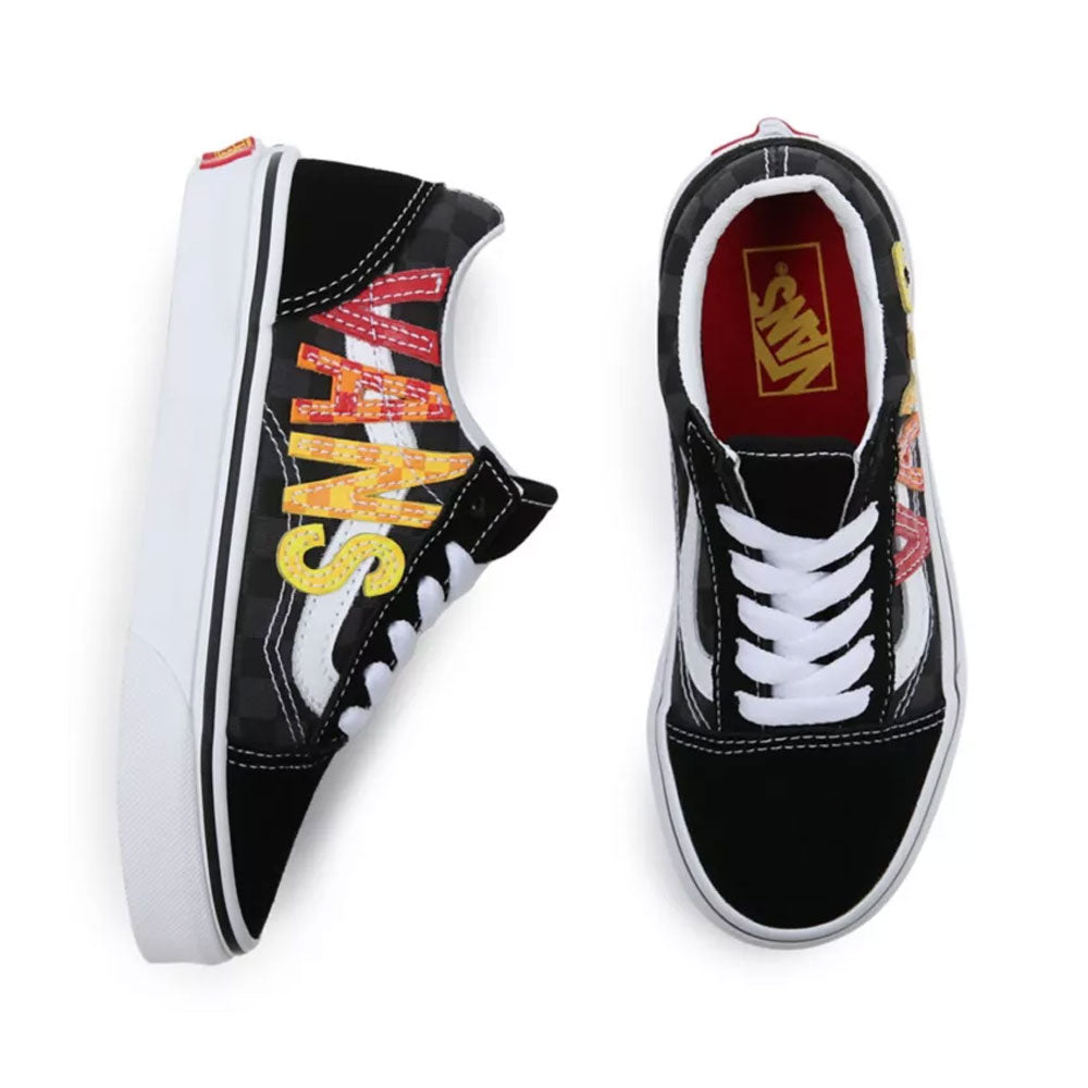 Scarpe Bambino Unisex VANS Sneakers Old Skool Flame Logo Repeat