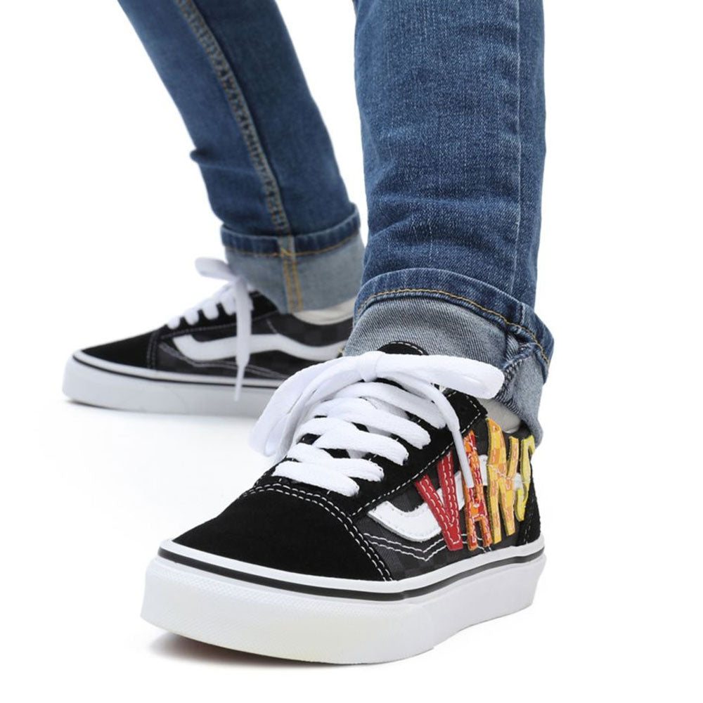 Scarpe Bambino Unisex VANS Sneakers Old Skool Flame Logo Repeat