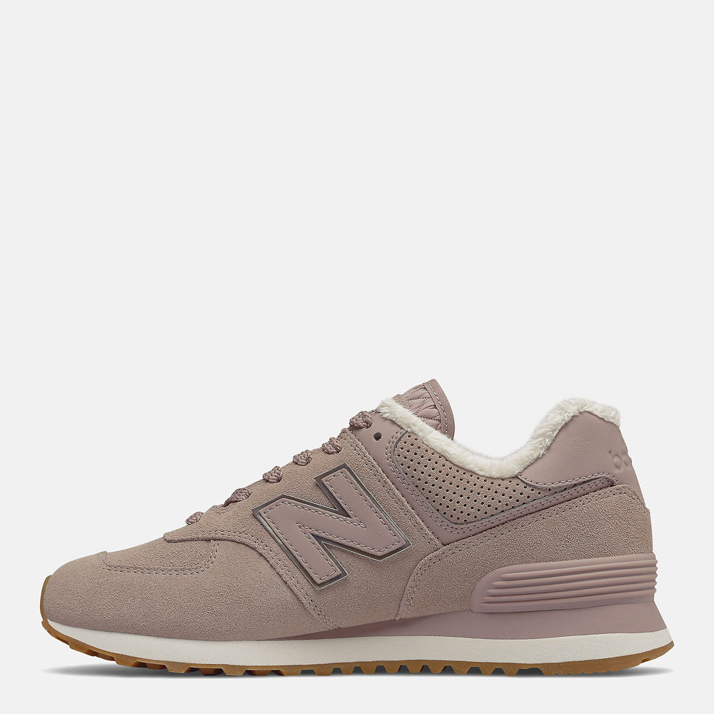 Scarpe Donna NEW BALANCE Sneakers 574 in Suede colore Au Lait e Gold