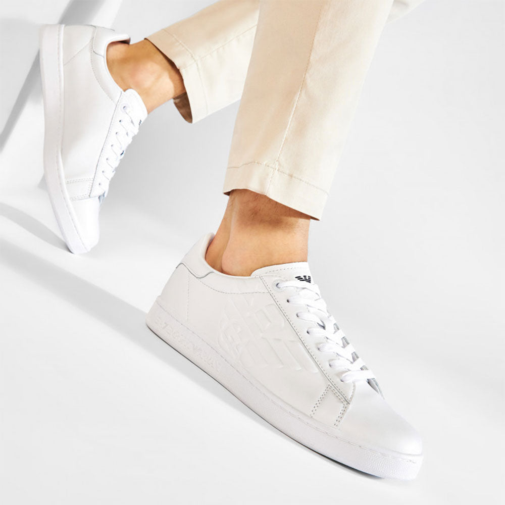 Scarpe Uomo EA7 Emporio Armani Sneakers Con Logo Laterale Colore Bianco