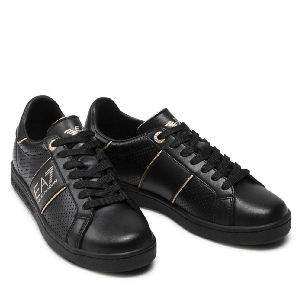 Scarpe Uomo EA7 Emporio Armani Sneakers Colore Triple Black - Gold con Suola Nera