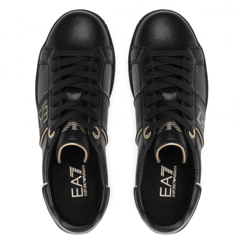 Scarpe Uomo EA7 Emporio Armani Sneakers Colore Triple Black - Gold con Suola Nera