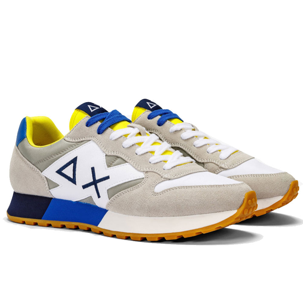 Scarpe Uomo Sun68 Sneakers Jaki Tricolors Colore Bianco - Grigio Chiaro