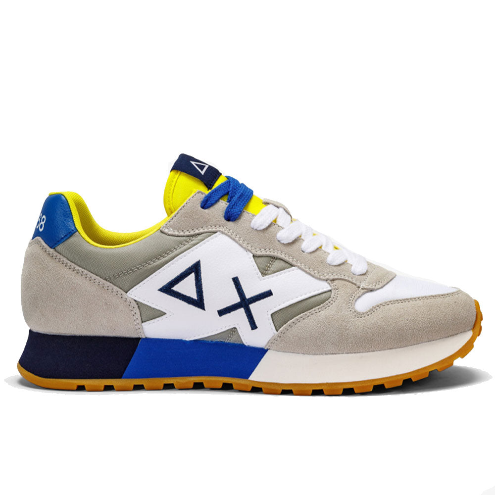 Scarpe Uomo Sun68 Sneakers Jaki Tricolors Colore Bianco - Grigio Chiaro