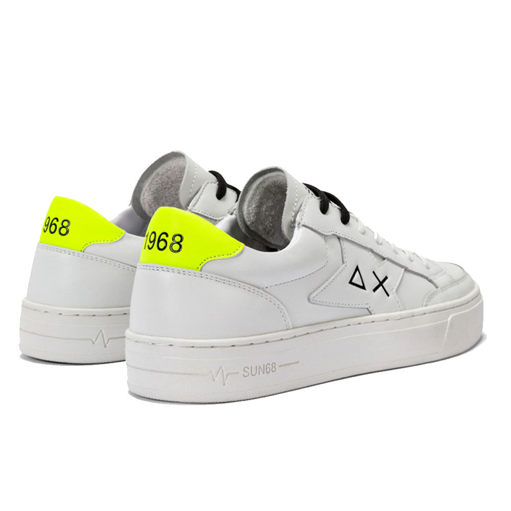 Scarpe Uomo SUN68 Sneakers Linea Skate in Pelle Colore Bianco - Giallo