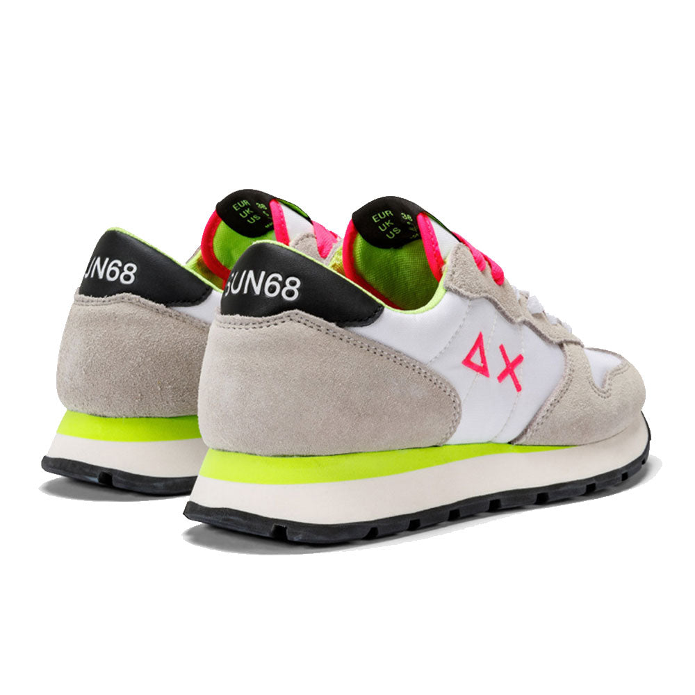 Scarpe Donna Sun68 Sneakers Ally Solid Nylon Bianco - Giallo Fluo