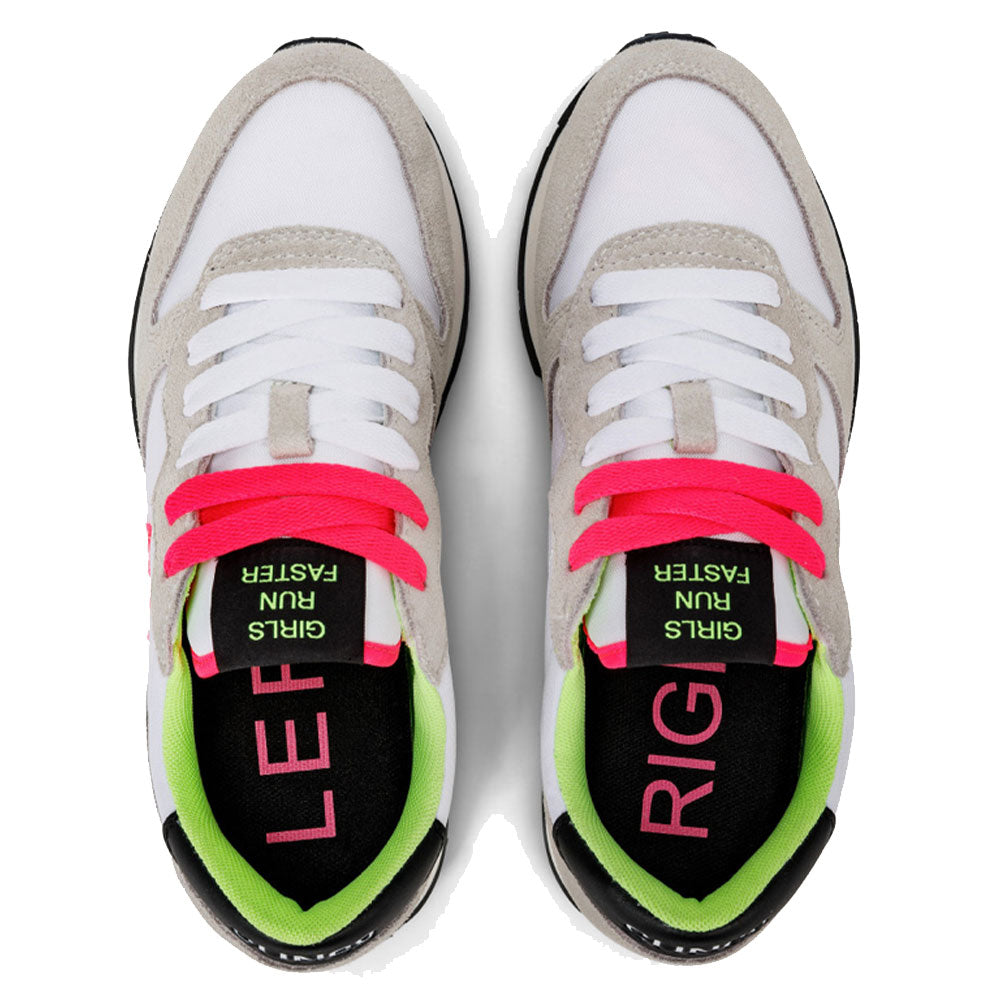 Scarpe Donna Sun68 Sneakers Ally Solid Nylon Bianco - Giallo Fluo