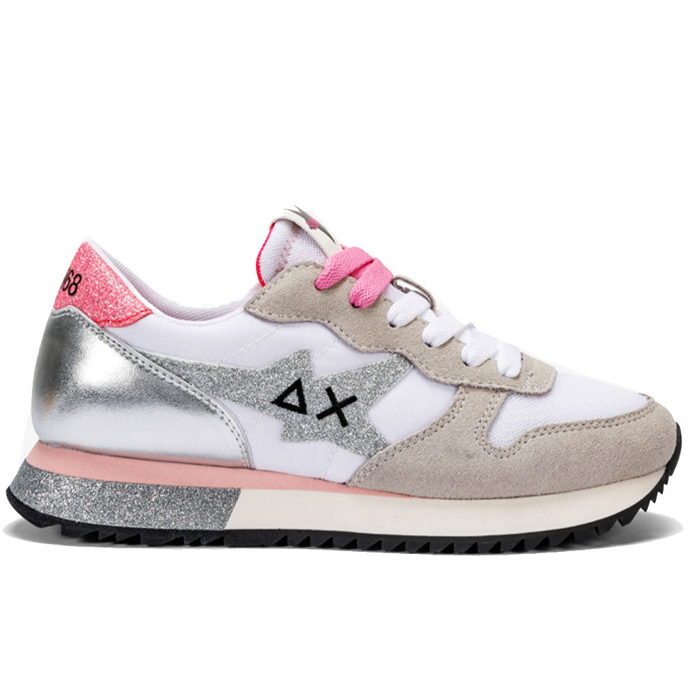 Scarpe Donna Sun68 Sneakers Stargirl Glitter Logo Colore Bianco