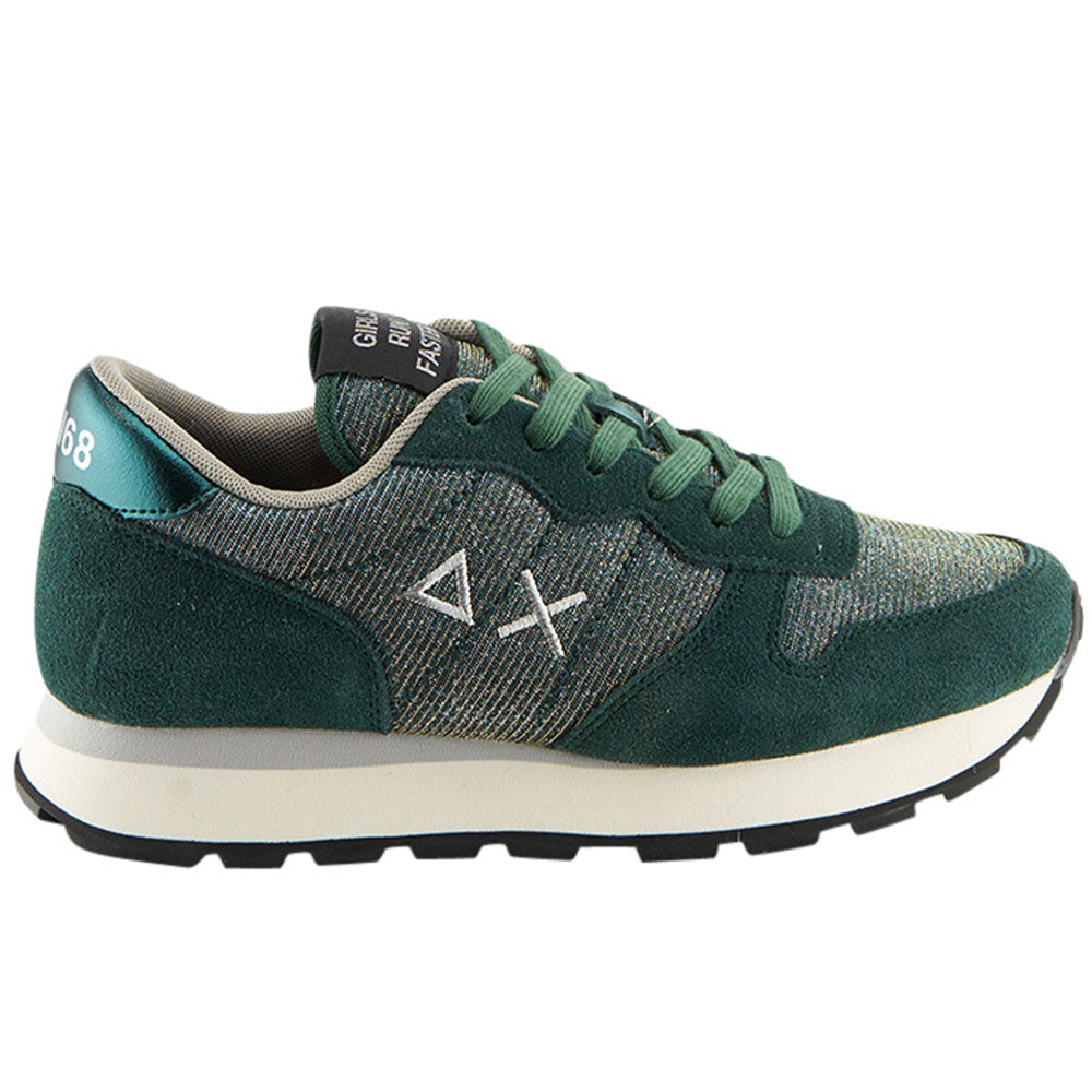 Scarpe Donna Sun68 Sneakers Ally Thin Glitter Colore Verde Scuro