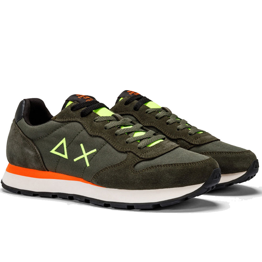 Scarpe Uomo Sun68 Sneakers Tom Fluo Nylon Militare Scuro - Z43102
