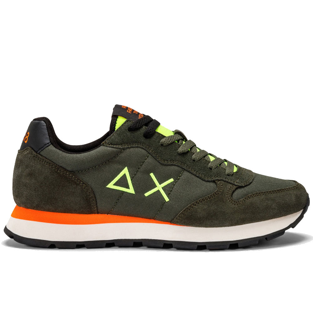 Scarpe Uomo Sun68 Sneakers Tom Fluo Nylon Militare Scuro - Z43102