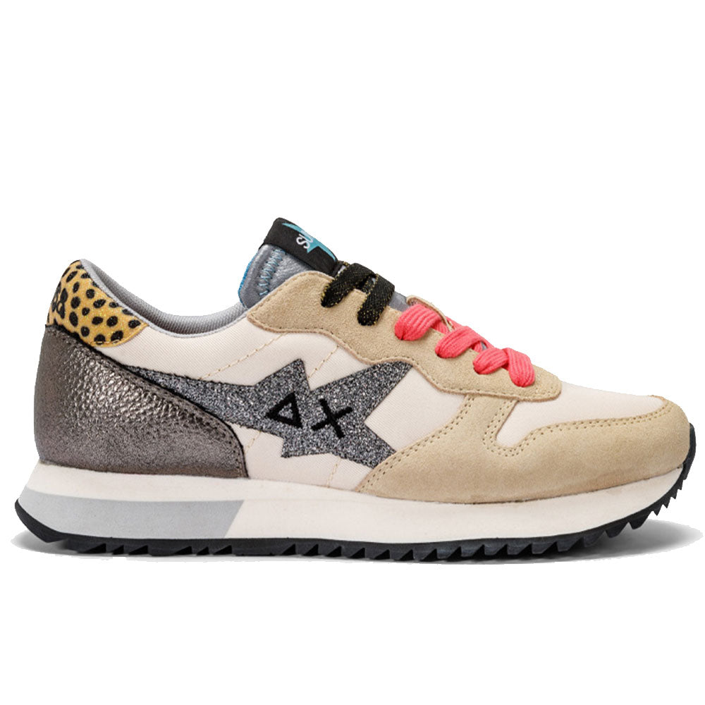 SUN68 Stargirl Glit – Scarpe Da Donna Rosa Con Glitter – Z32211 – Tacco Piatto E Chiusura Stringata - 2