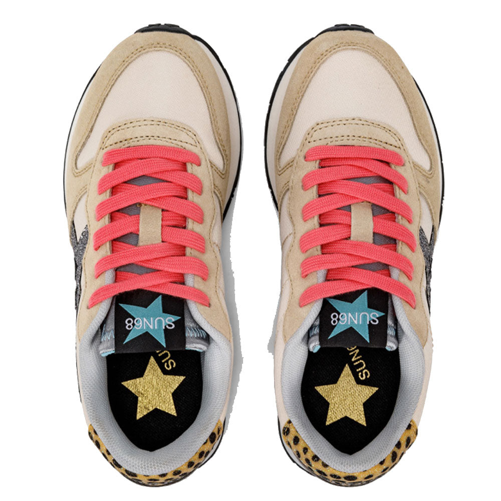 Scarpe Sun68 Sneakers Girl's Stargirl Glitter Logo Teen Colore Bianco Panna - Z43410T