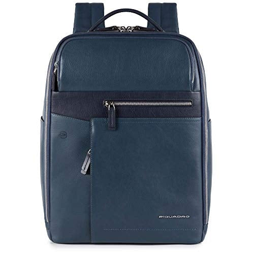Rucksack für PC 14" iPad und Dokumente - PIQUADRO CA4118W82 aus blauem Leder