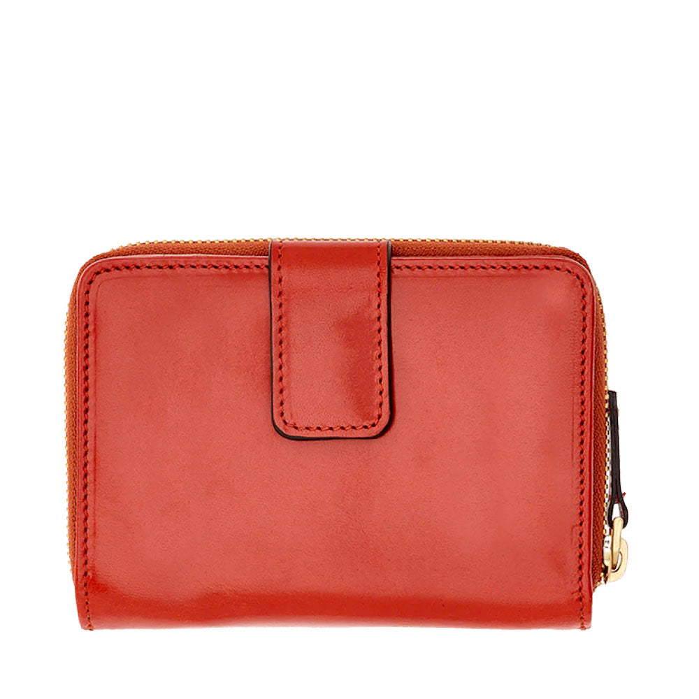 Portafoglio Donna Piccolo Zip Around THE BRIDGE linea Lucrezia in Pelle Rosso Ciliegia