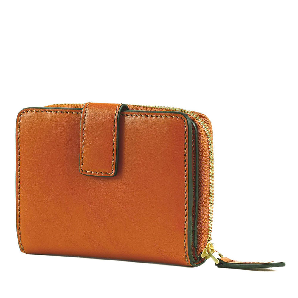 Portafoglio Donna Piccolo Zip Around THE BRIDGE linea Lucrezia in Pelle Arancio Bruciato